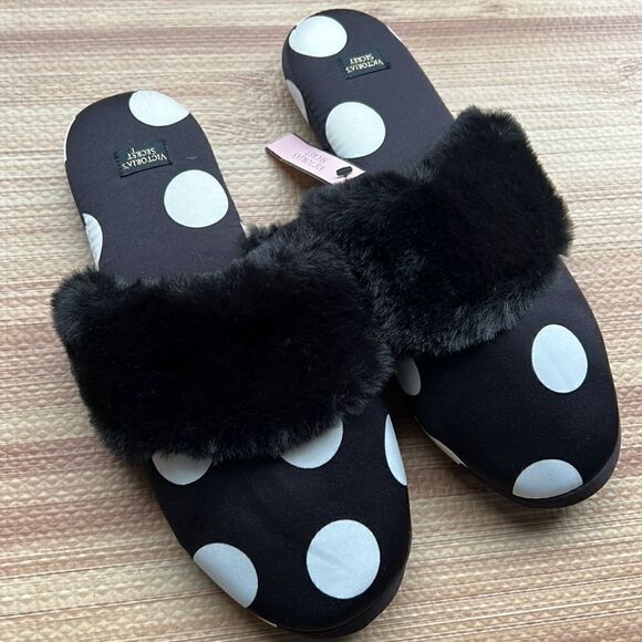 Victoria’s Secret Satin Polka Dot Slippers - Picture 1 of 7